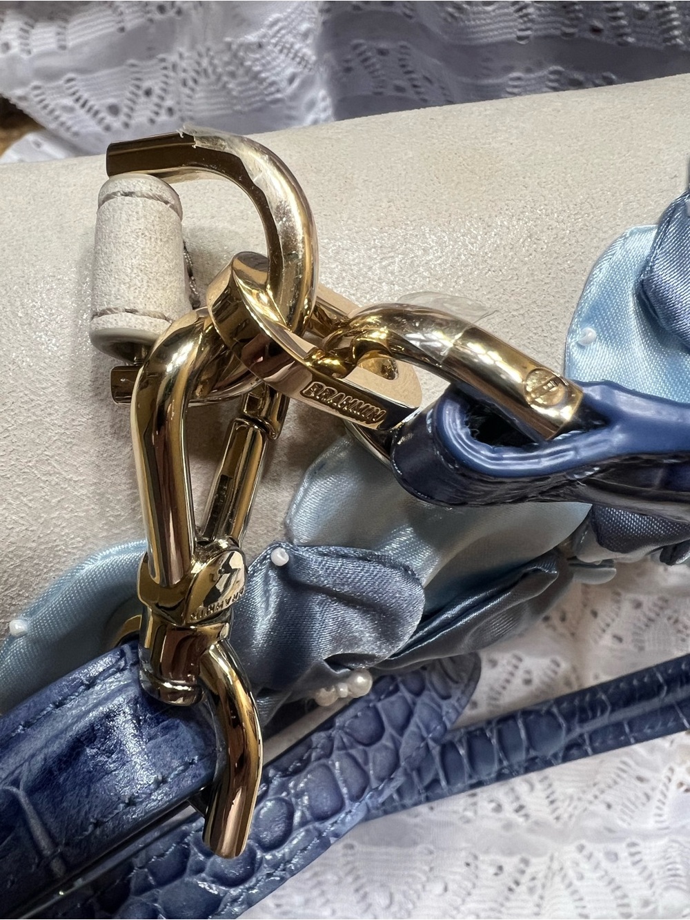 Brahmin Small Hallie Bellbottom Blue Fleur bag - Picture 7 of 12